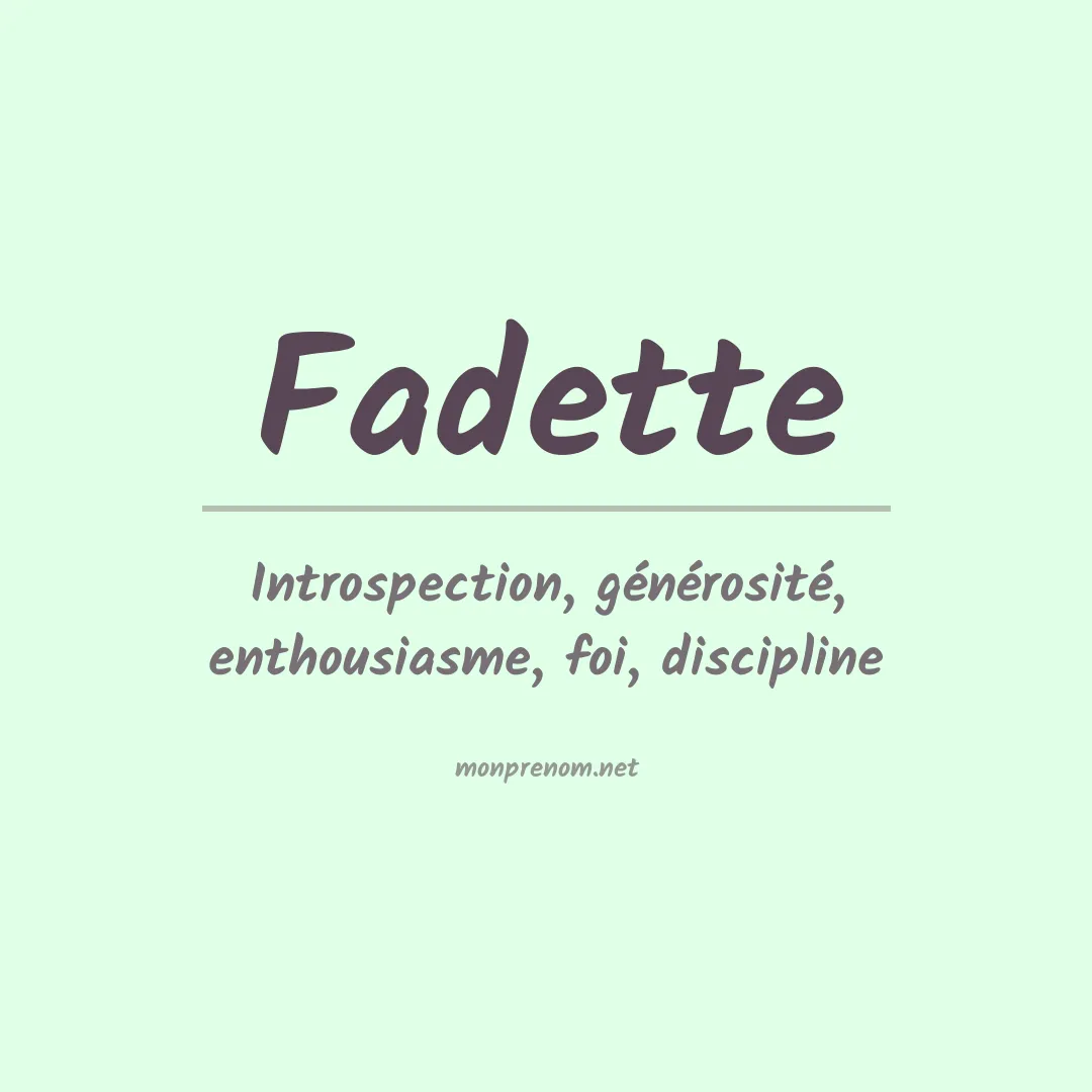 Signification du prénom Fadette