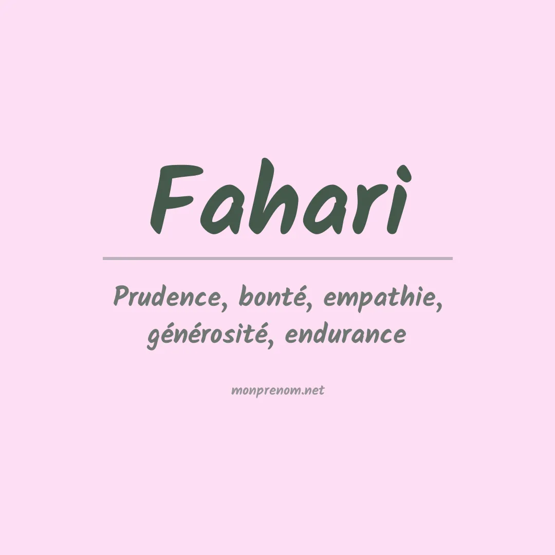 Signification du prénom Fahari