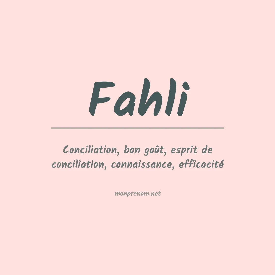 Prénom Fahli
