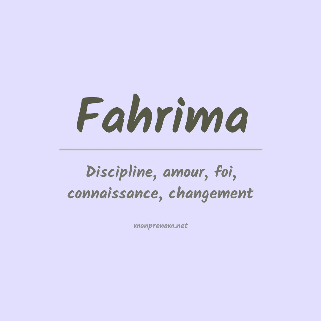 Signification du prénom Fahrima