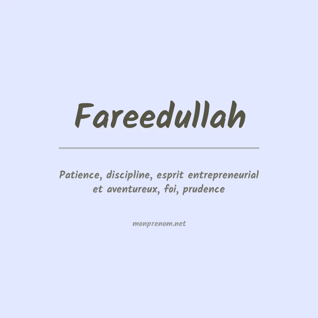 Signification du prénom Fareedullah