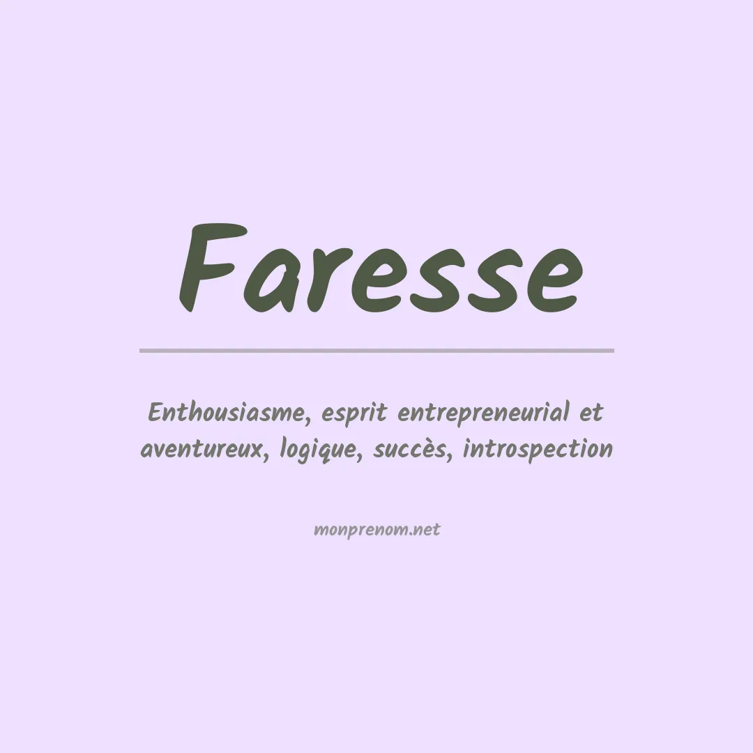 Signification du prénom Faresse