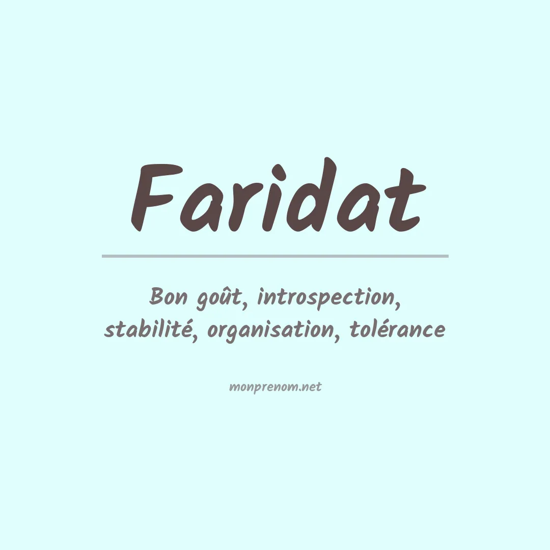 Signification du prénom Faridat