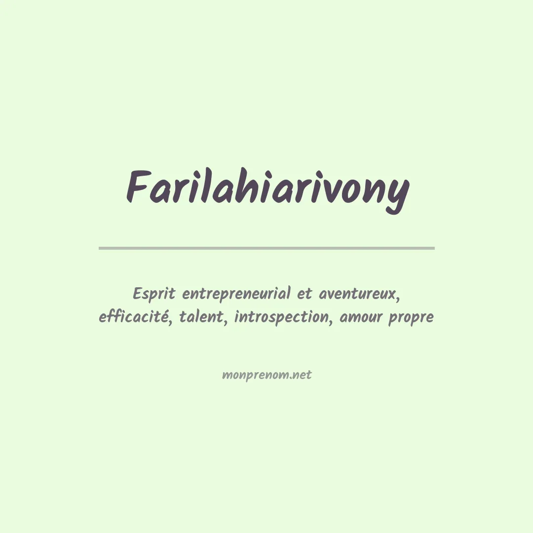 Signification du prénom Farilahiarivony