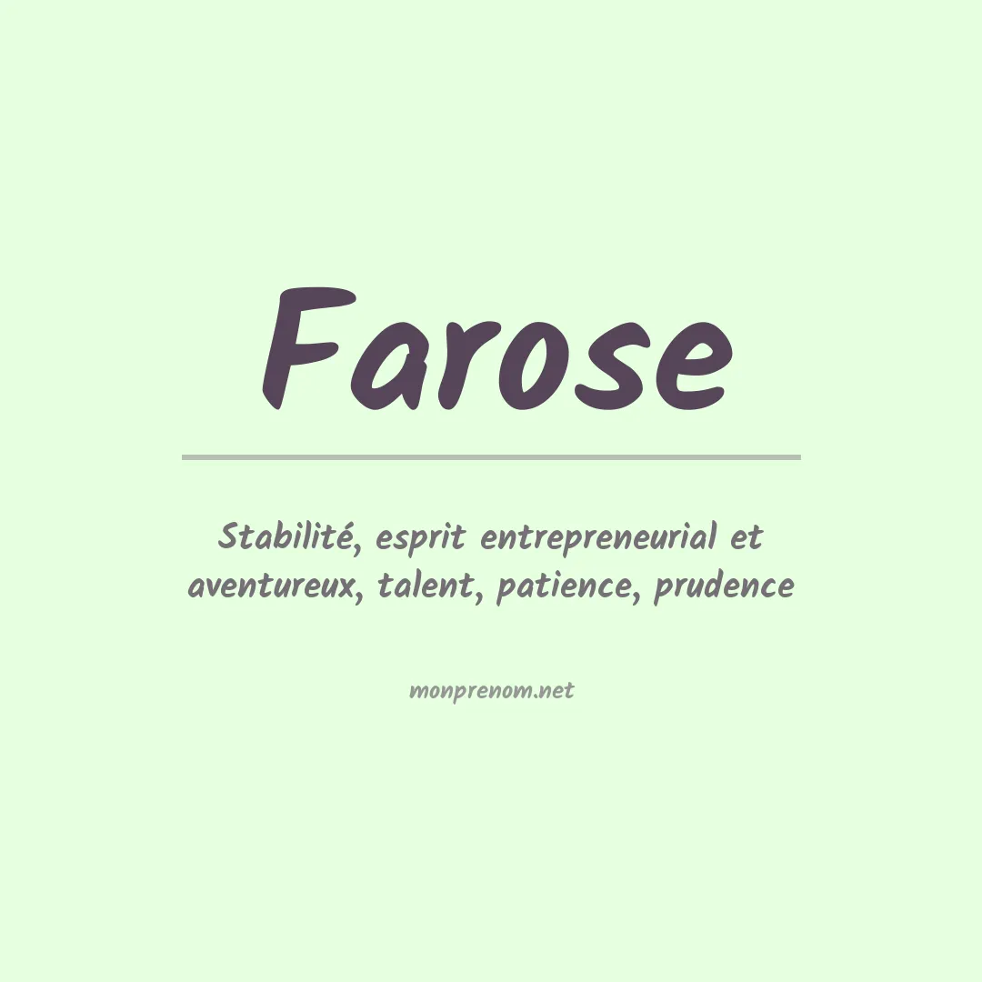 Signification du prénom Farose