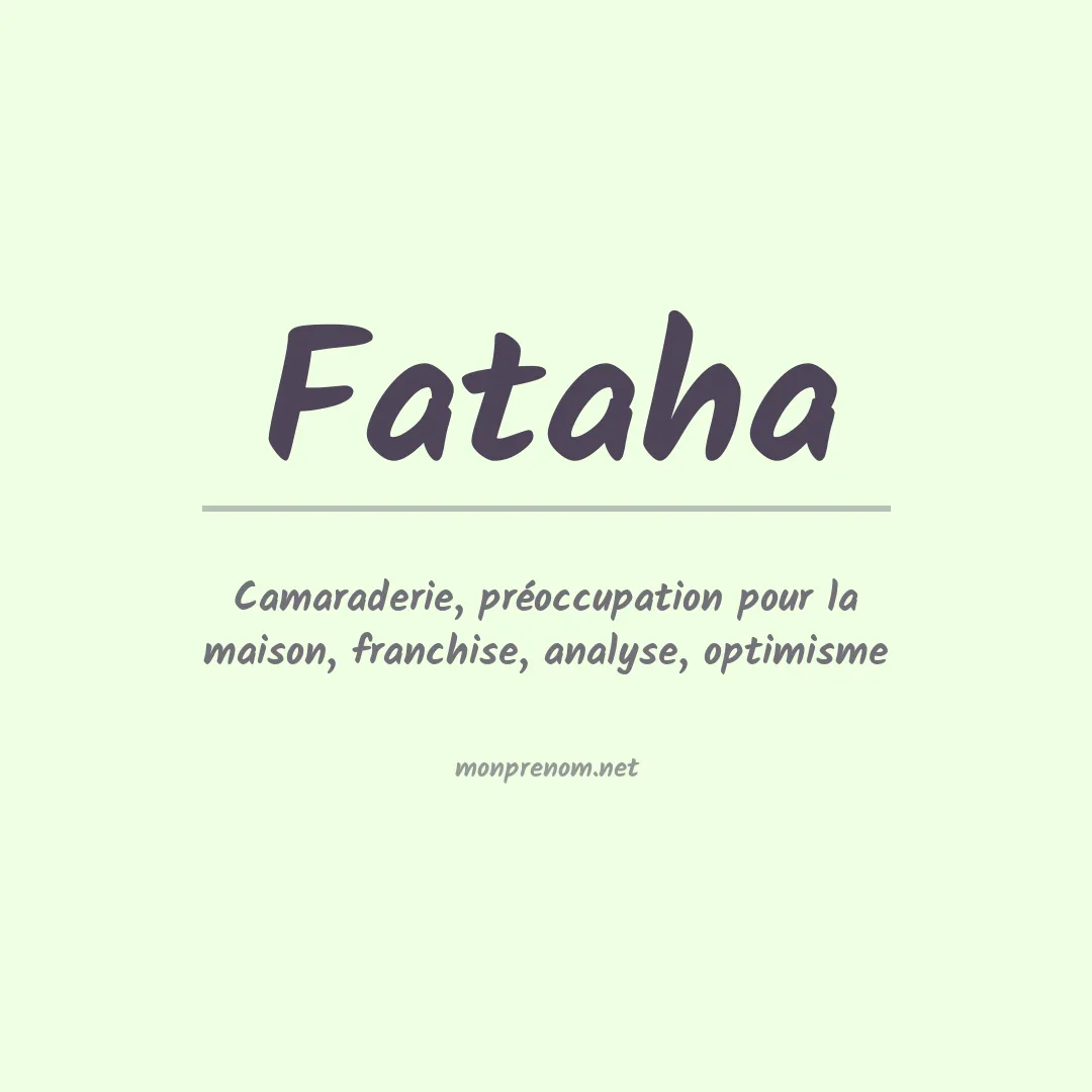 Signification du prénom Fataha