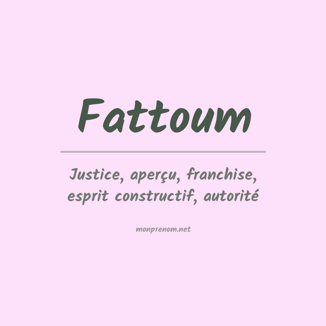 Signification du prénom Fattoum