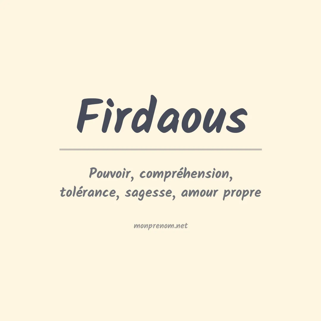 Signification du prénom Firdaous