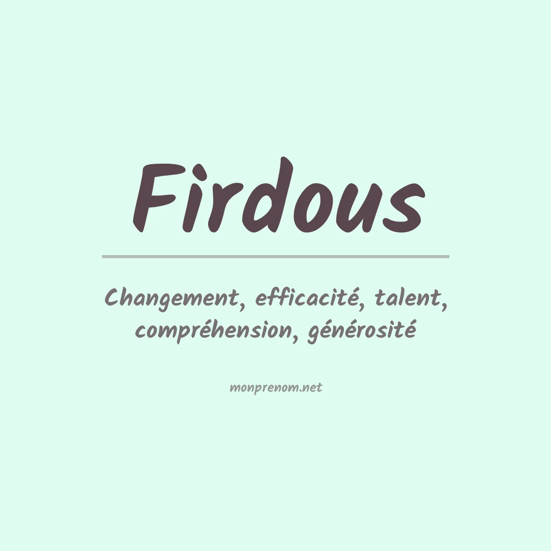 Signification du prénom Firdous
