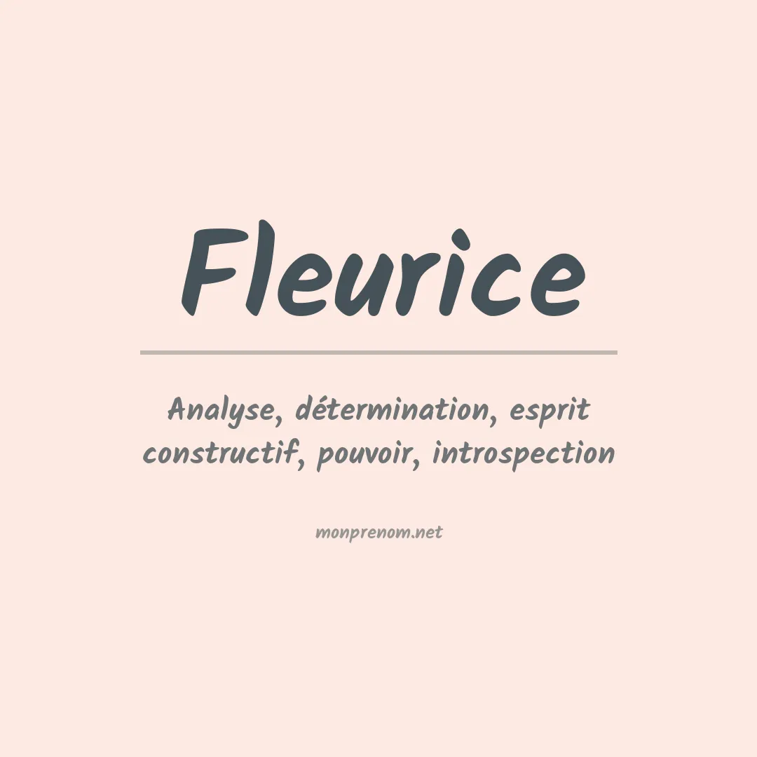 Signification du prénom Fleurice