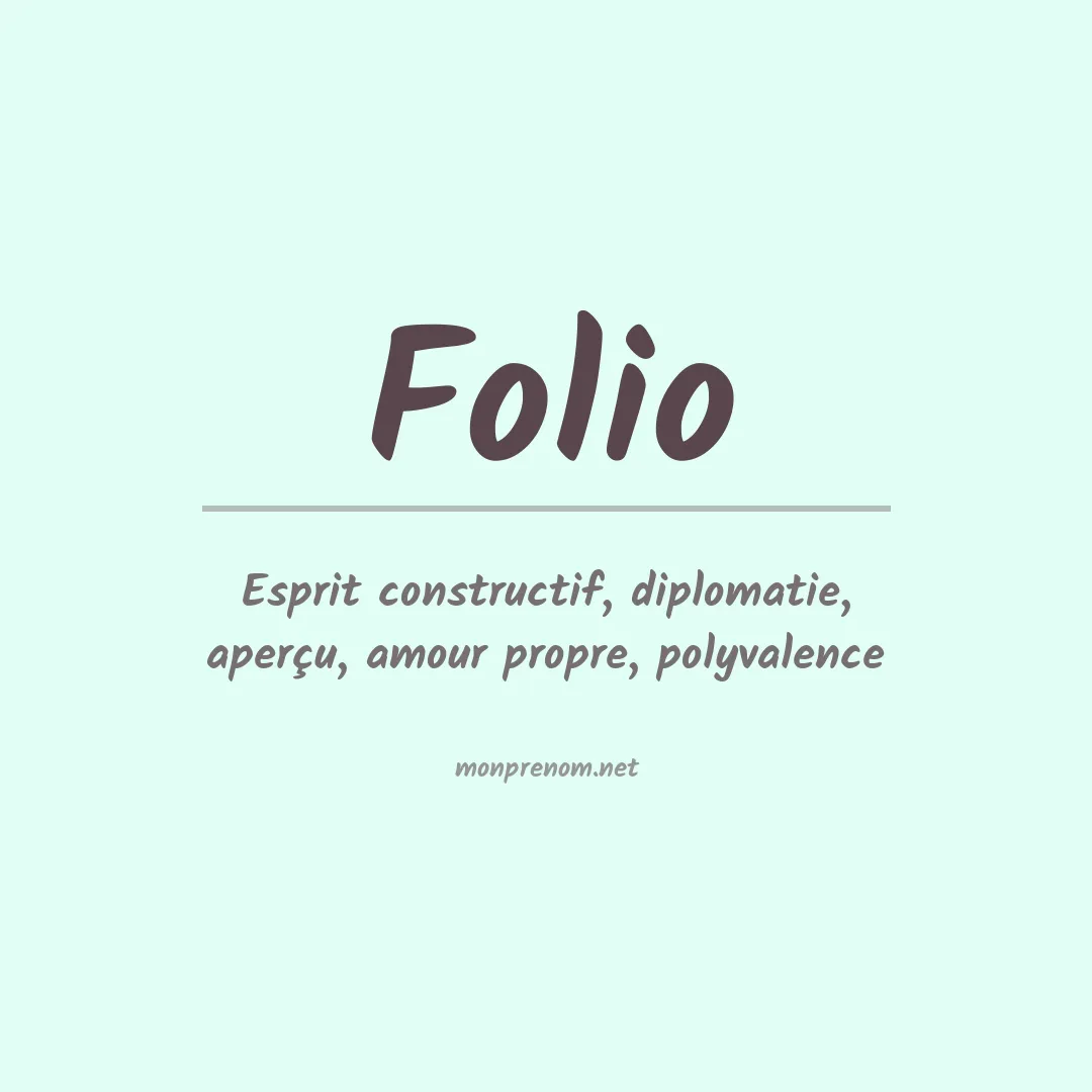 Prénom Folio