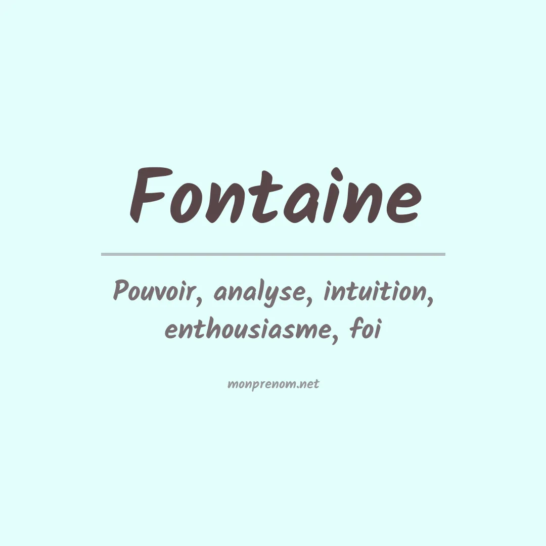 Prénom Fontaine