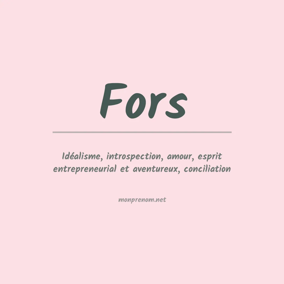 Prénom Fors