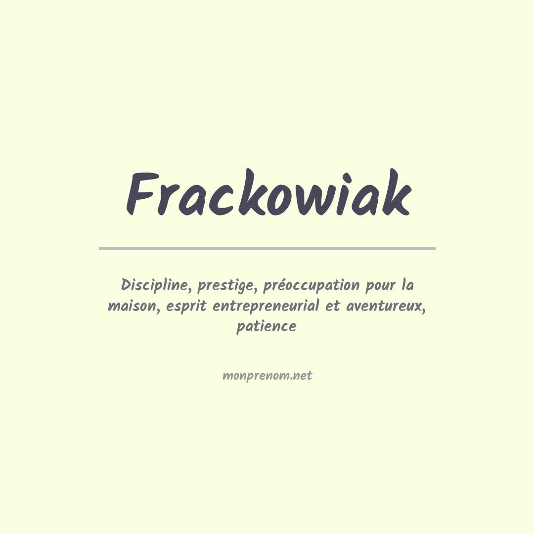 Signification du prénom Frackowiak