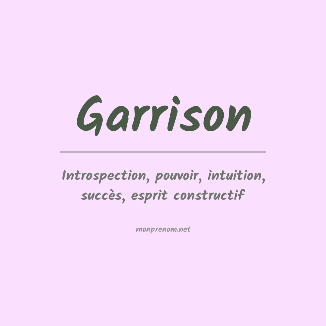 Signification du prénom Garrison