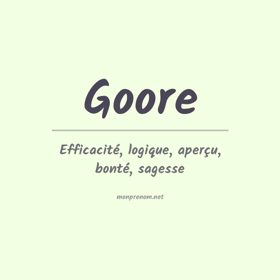 Signification du prénom Goore