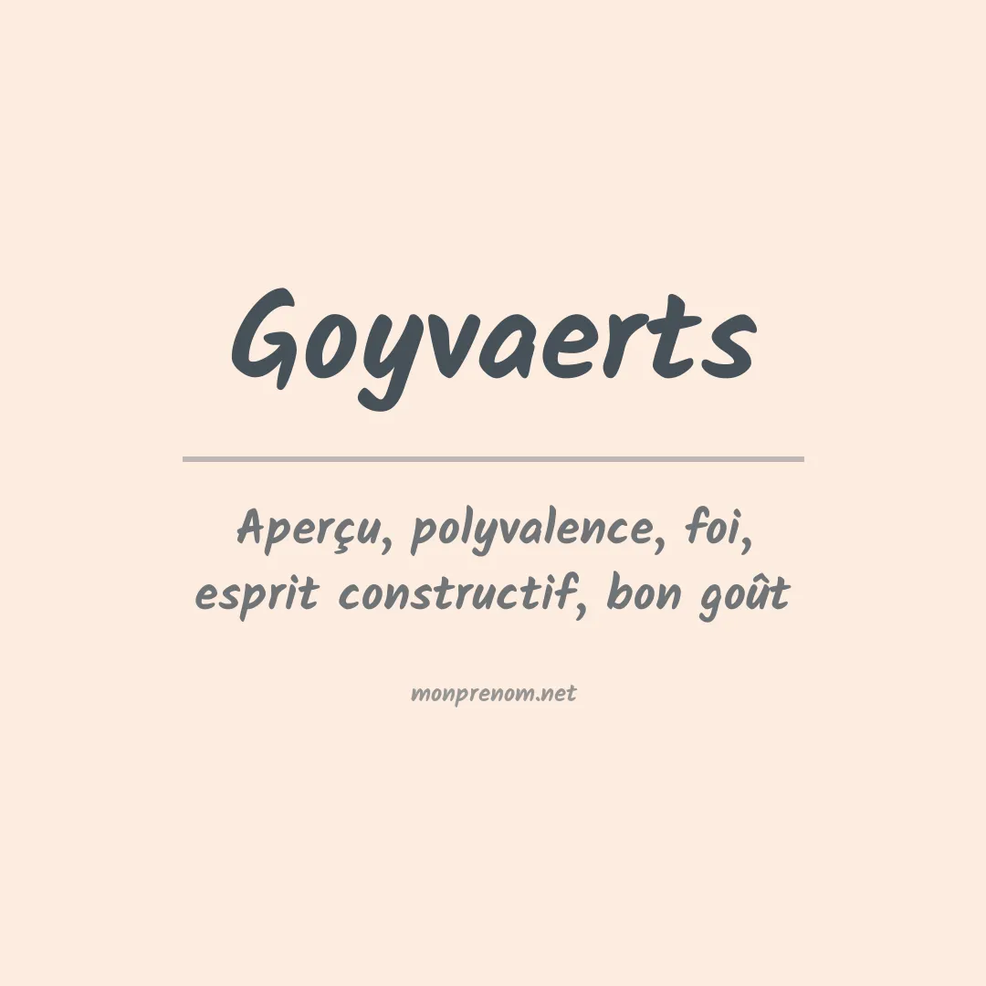 Signification du prénom Goyvaerts