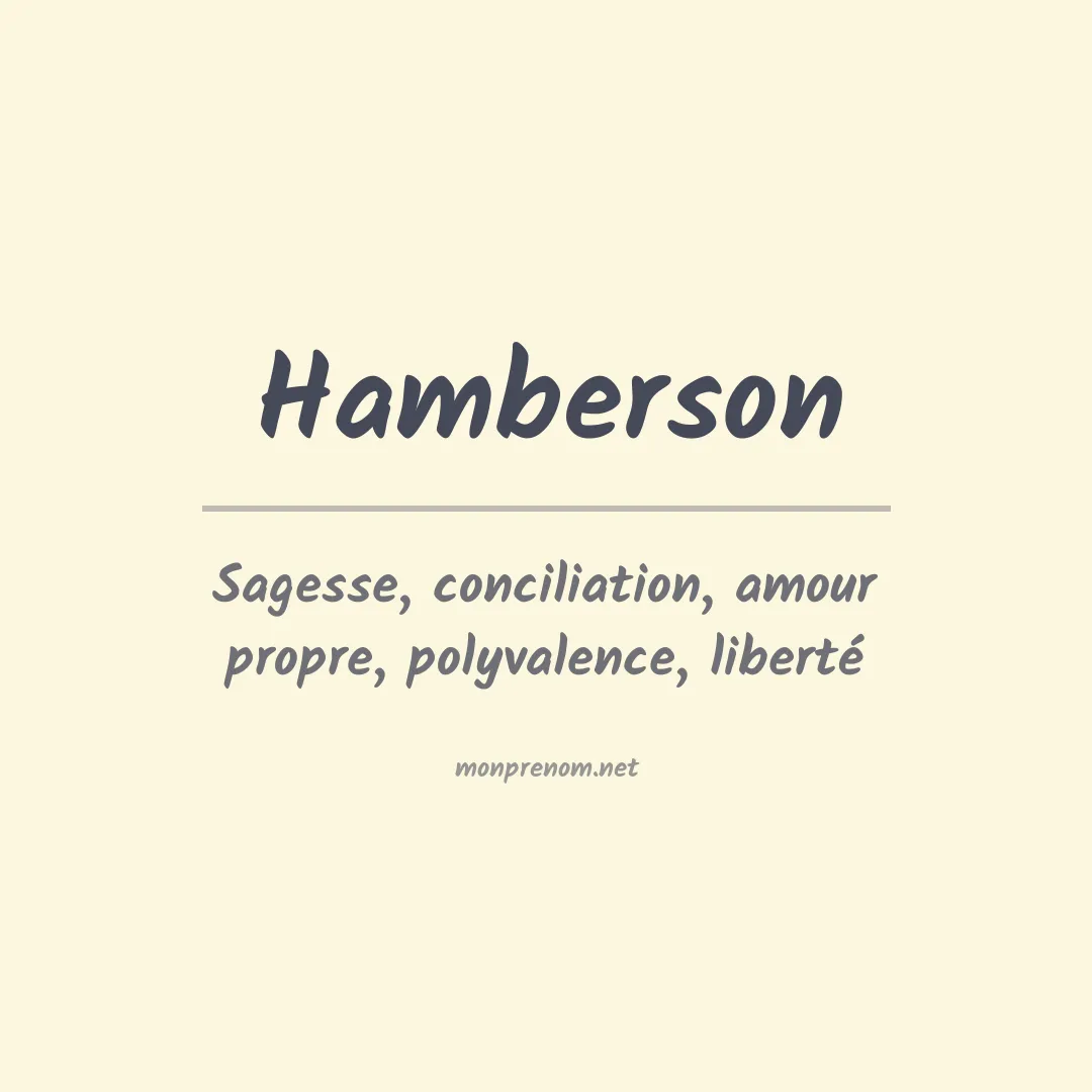 Signification du prénom Hamberson