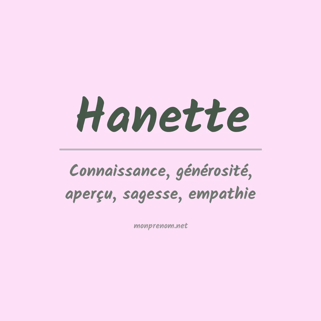 Signification du prénom Hanette