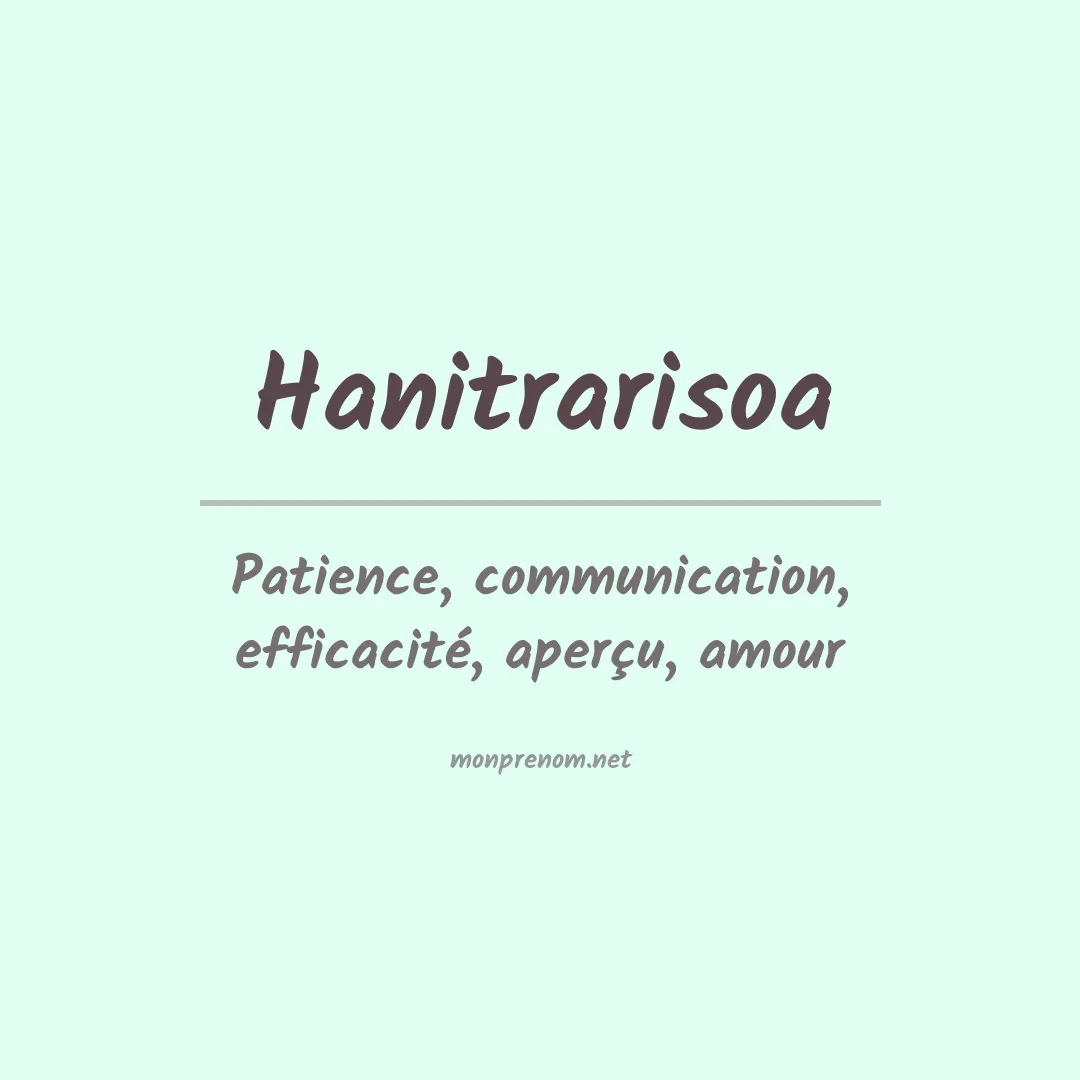 Signification du prénom Hanitrarisoa