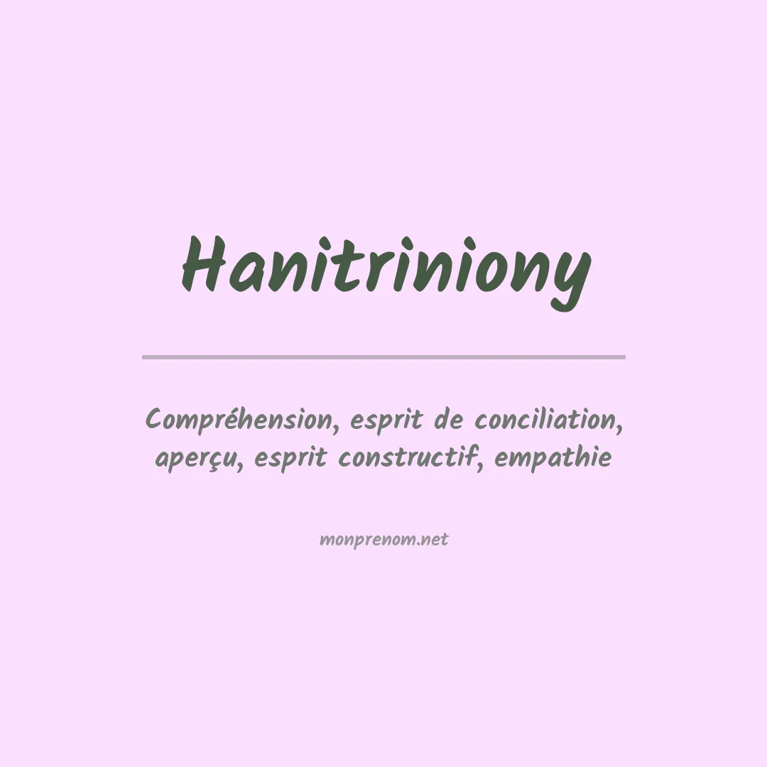 Signification du prénom Hanitriniony