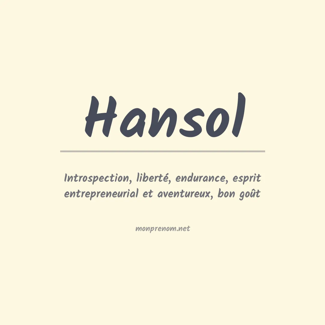 Signification du prénom Hansol