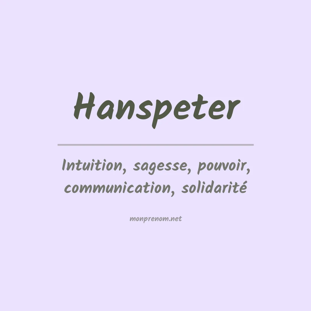 Signification du prénom Hanspeter