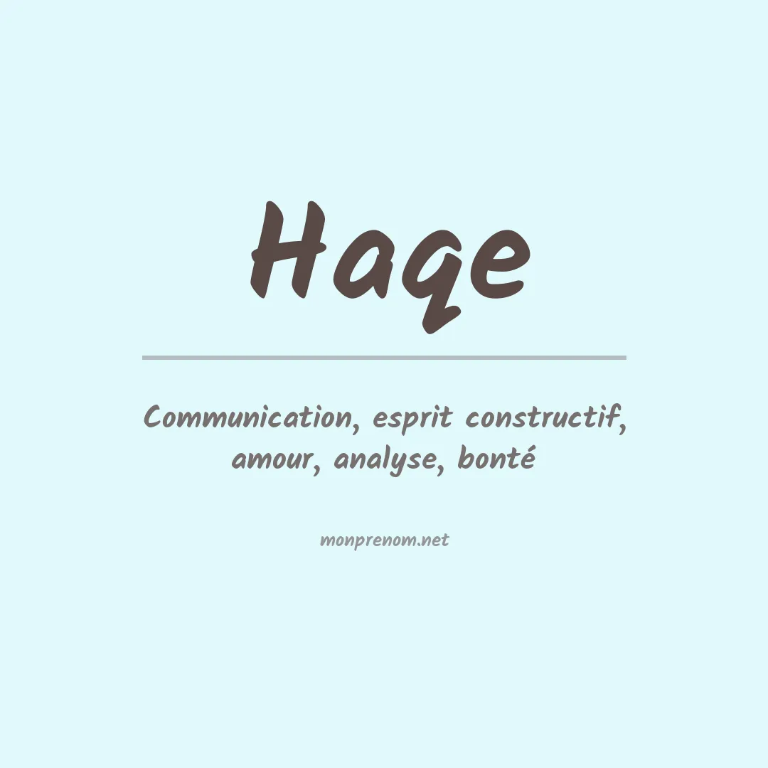 Signification du prénom Haqe