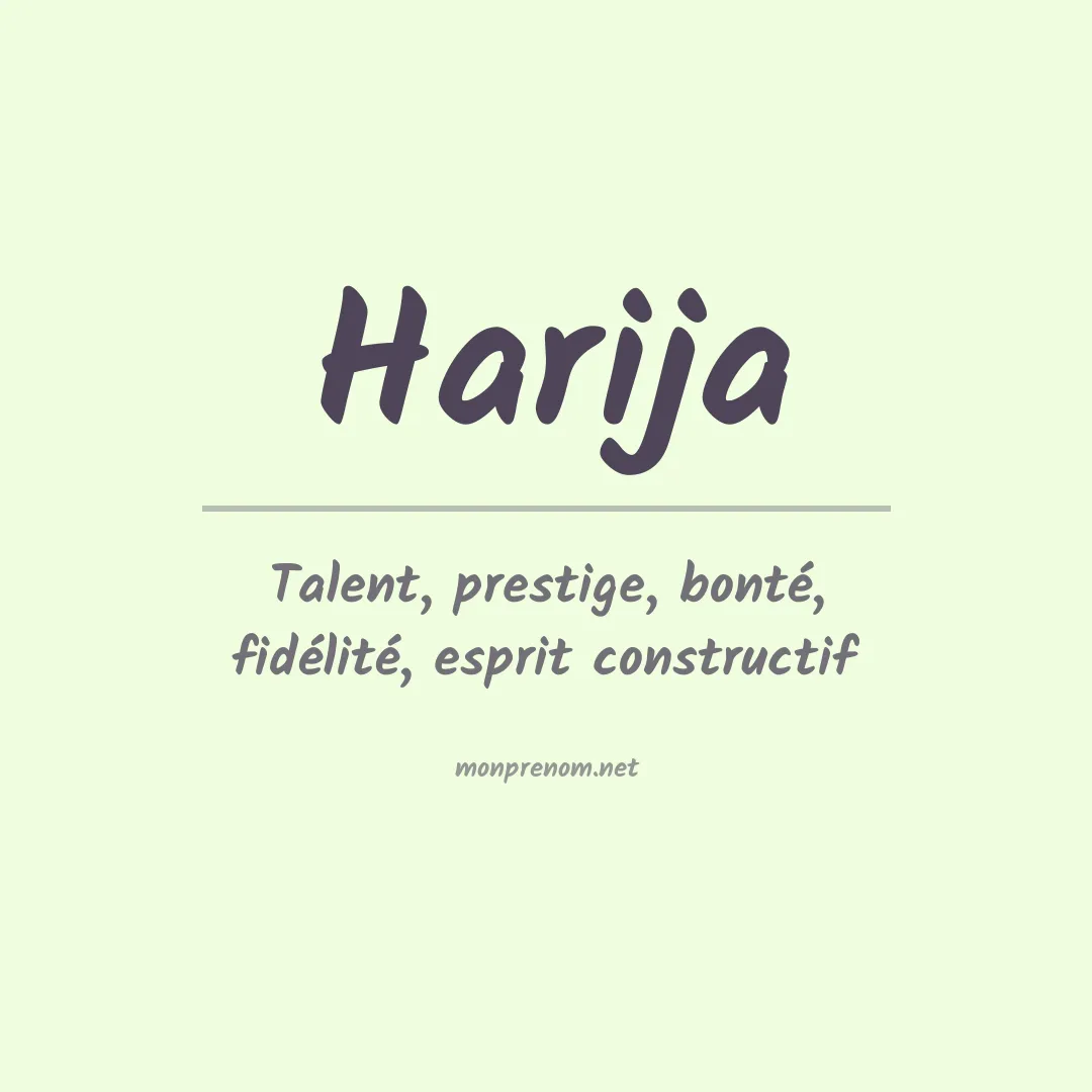 Signification du prénom Harija