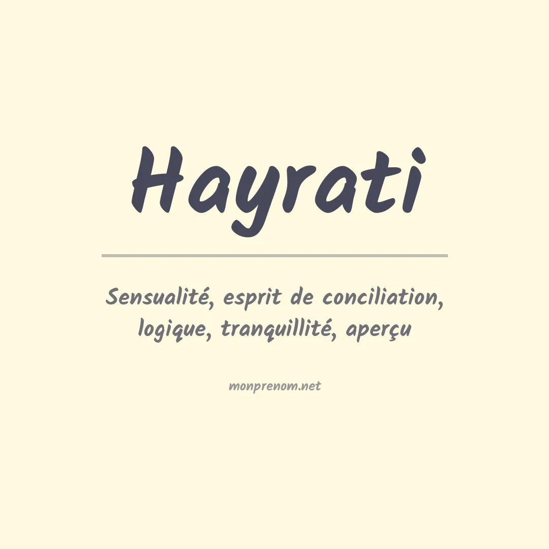 Signification du prénom Hayrati
