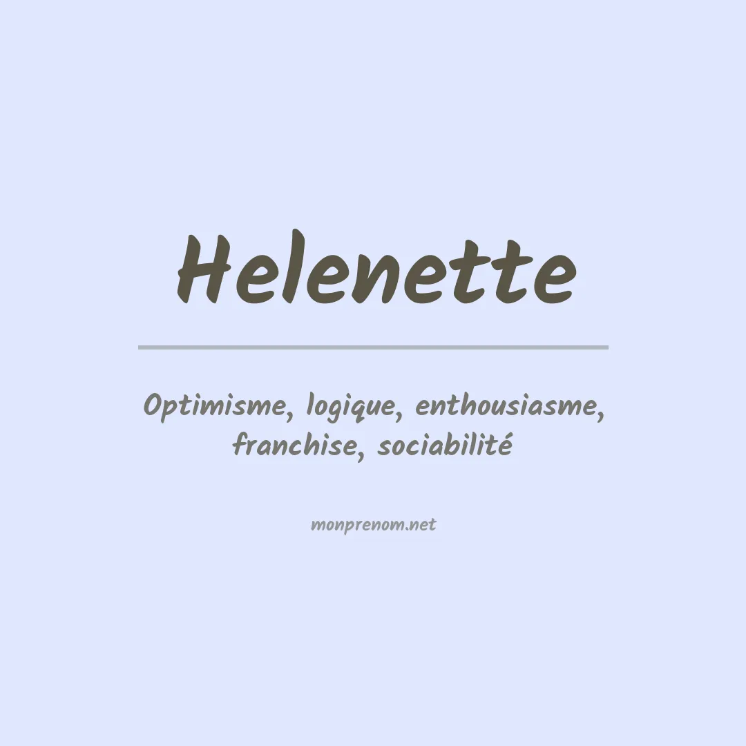 Signification du prénom Helenette