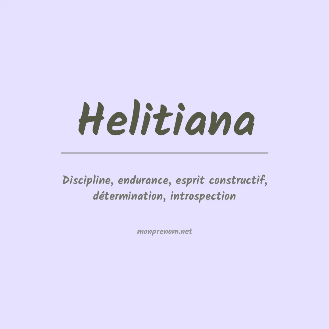 Signification du prénom Helitiana