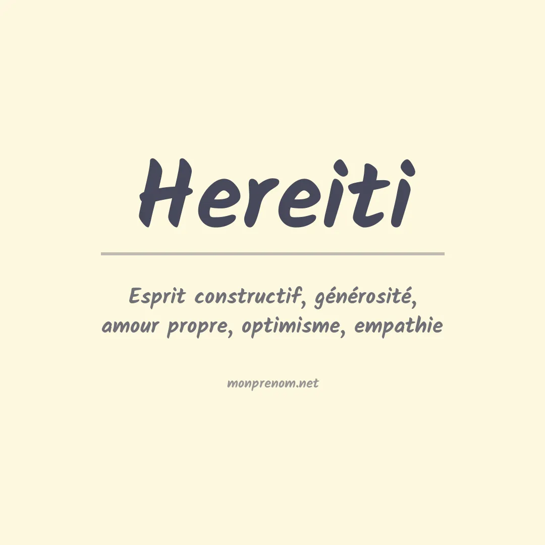Signification du prénom Hereiti