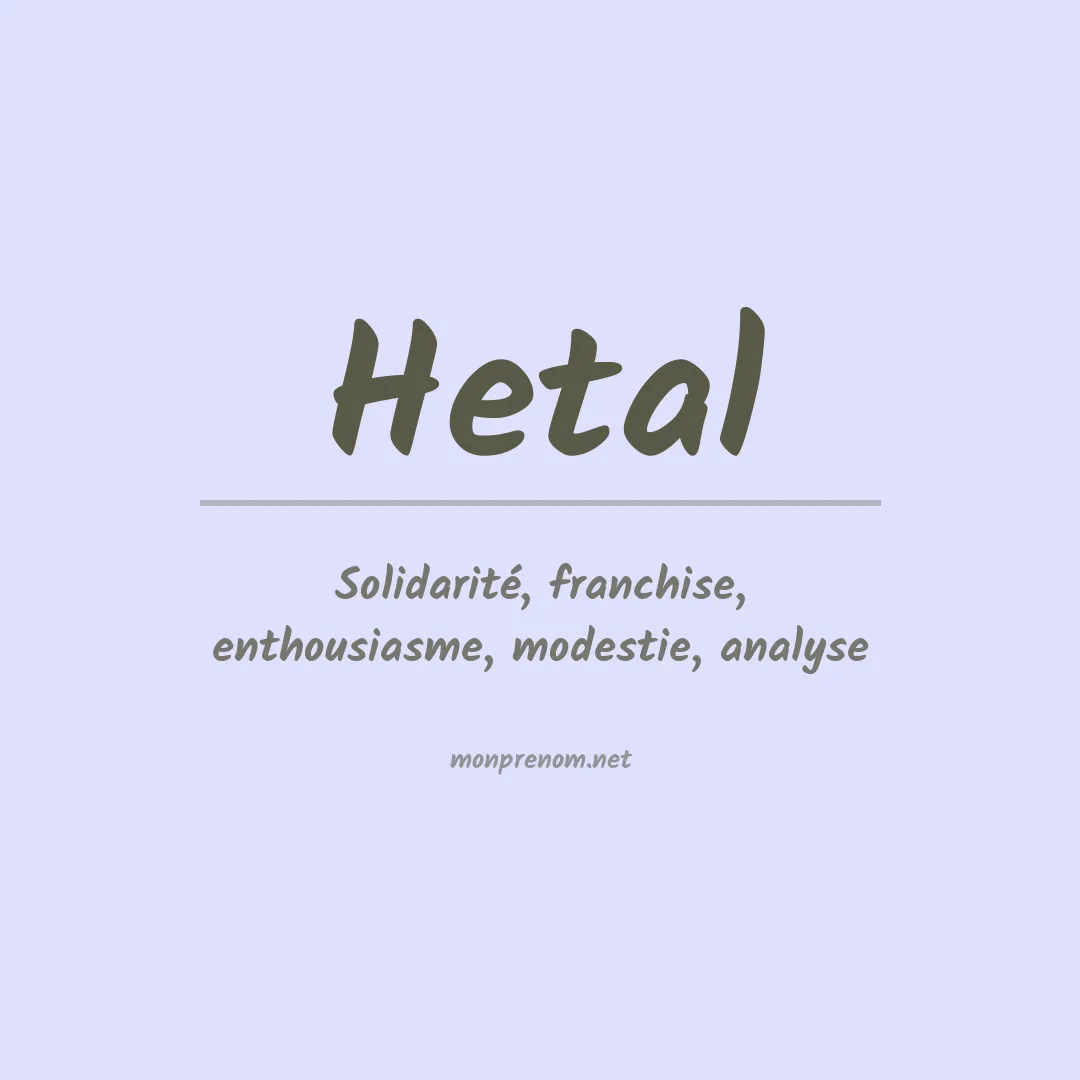 Signification du prénom Hetal