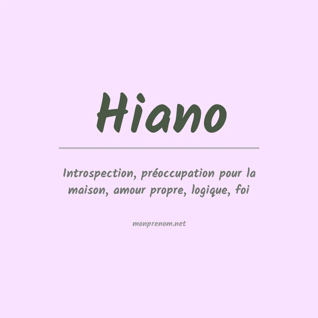 Signification du prénom Hiano