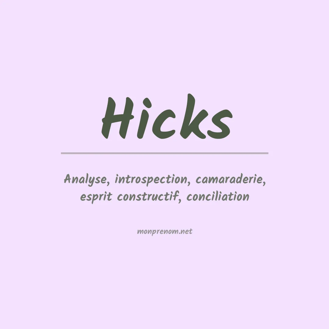 Prénom Hicks