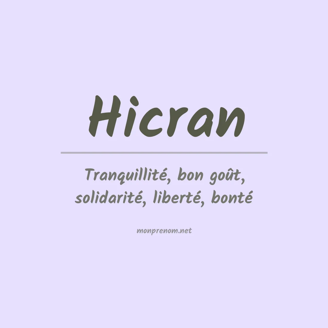 Signification du prénom Hicran