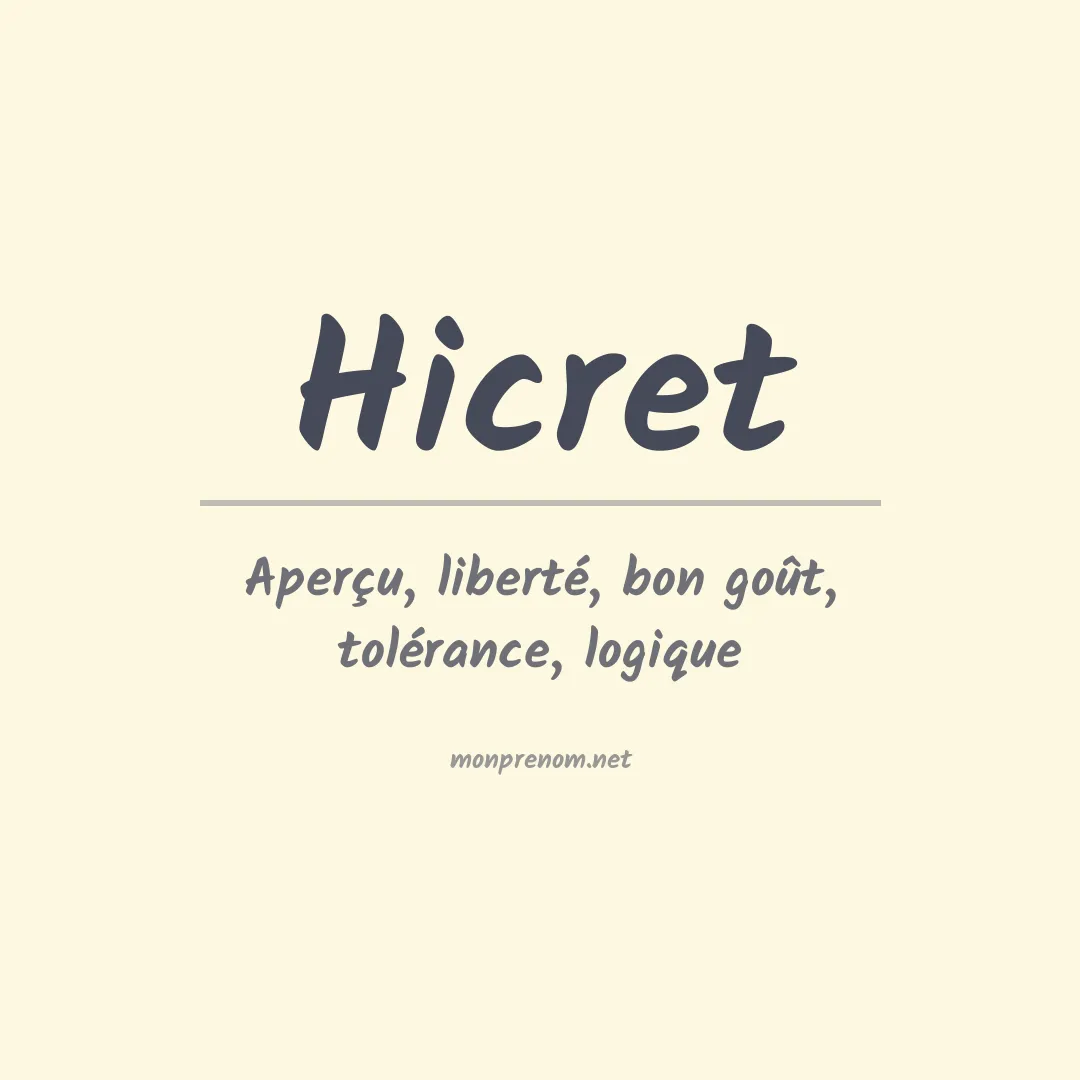 Signification du prénom Hicret