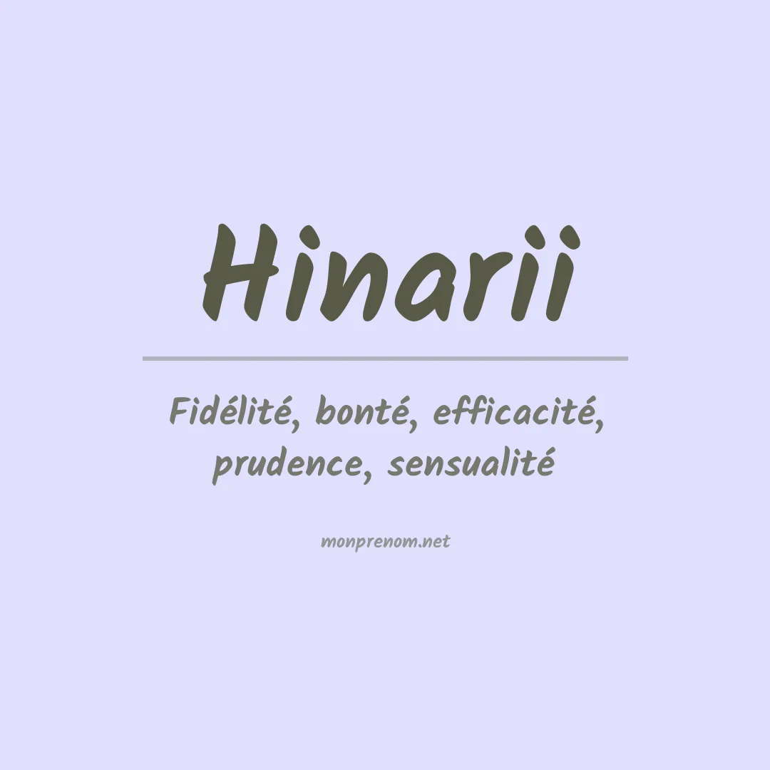 Signification du prénom Hinarii