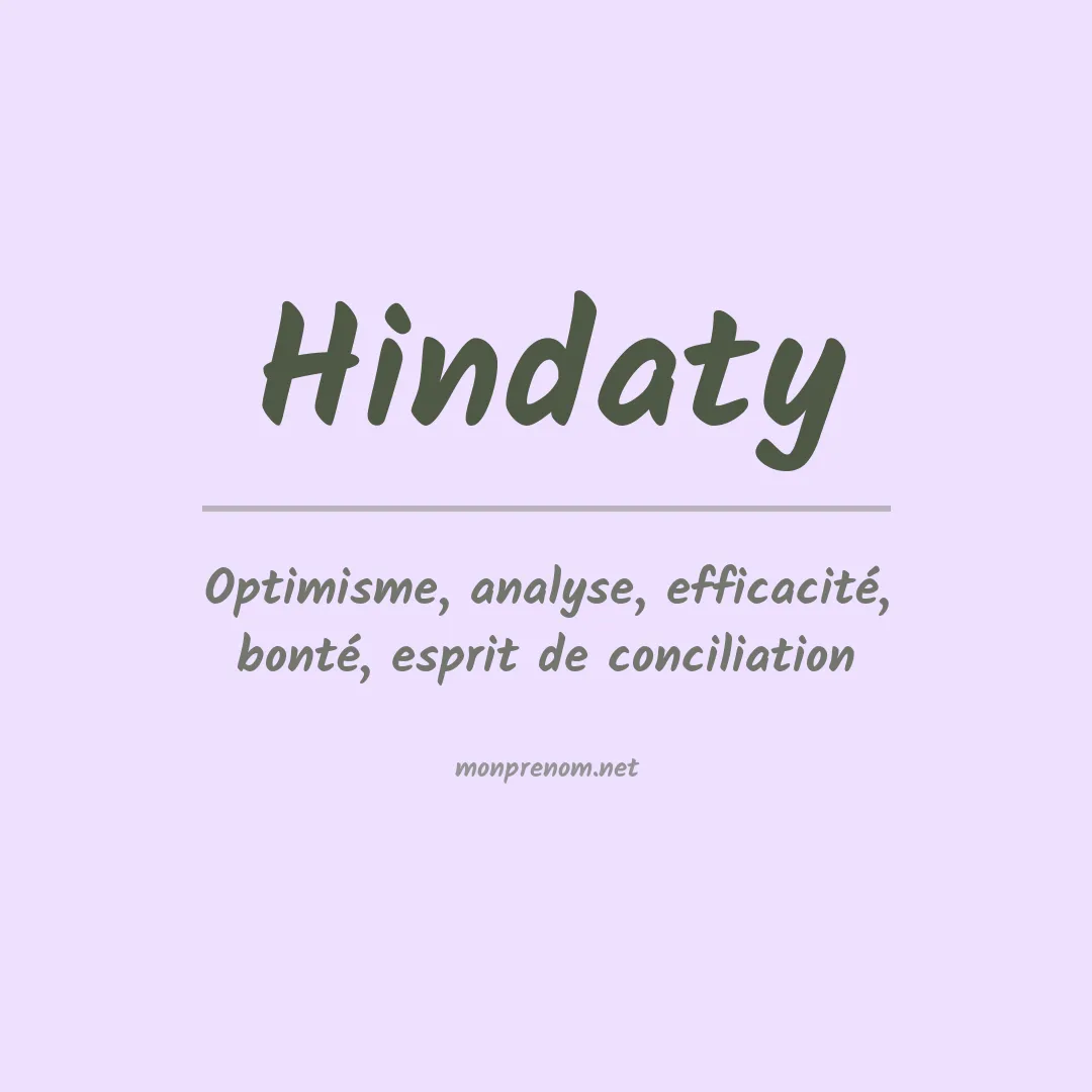 Signification du prénom Hindaty