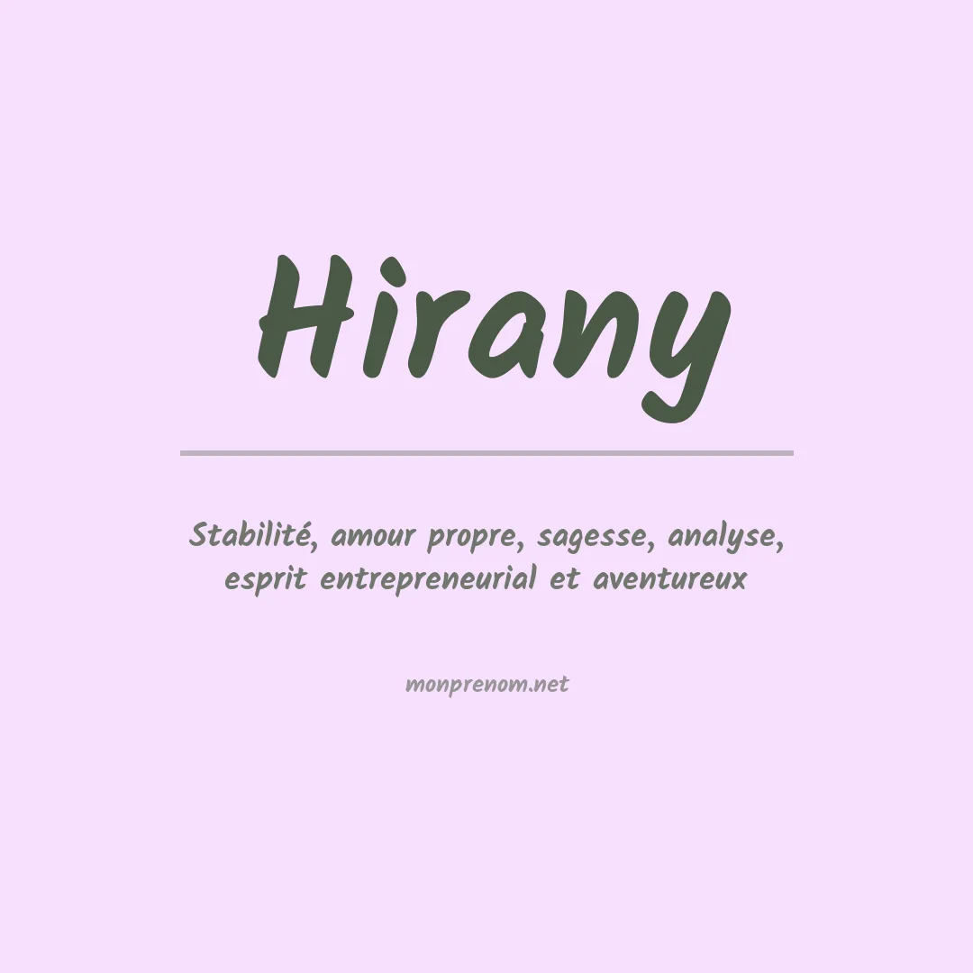 Signification du prénom Hirany
