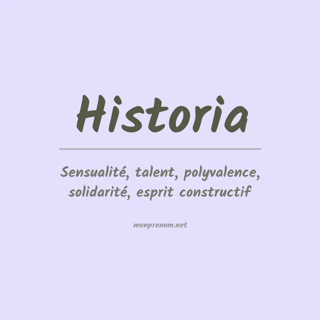 Signification du prénom Historia