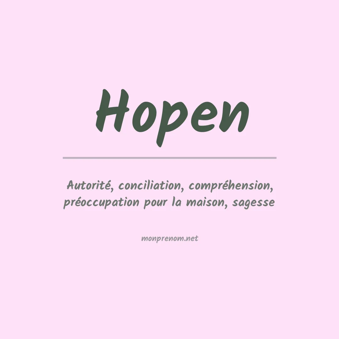 Signification du prénom Hopen