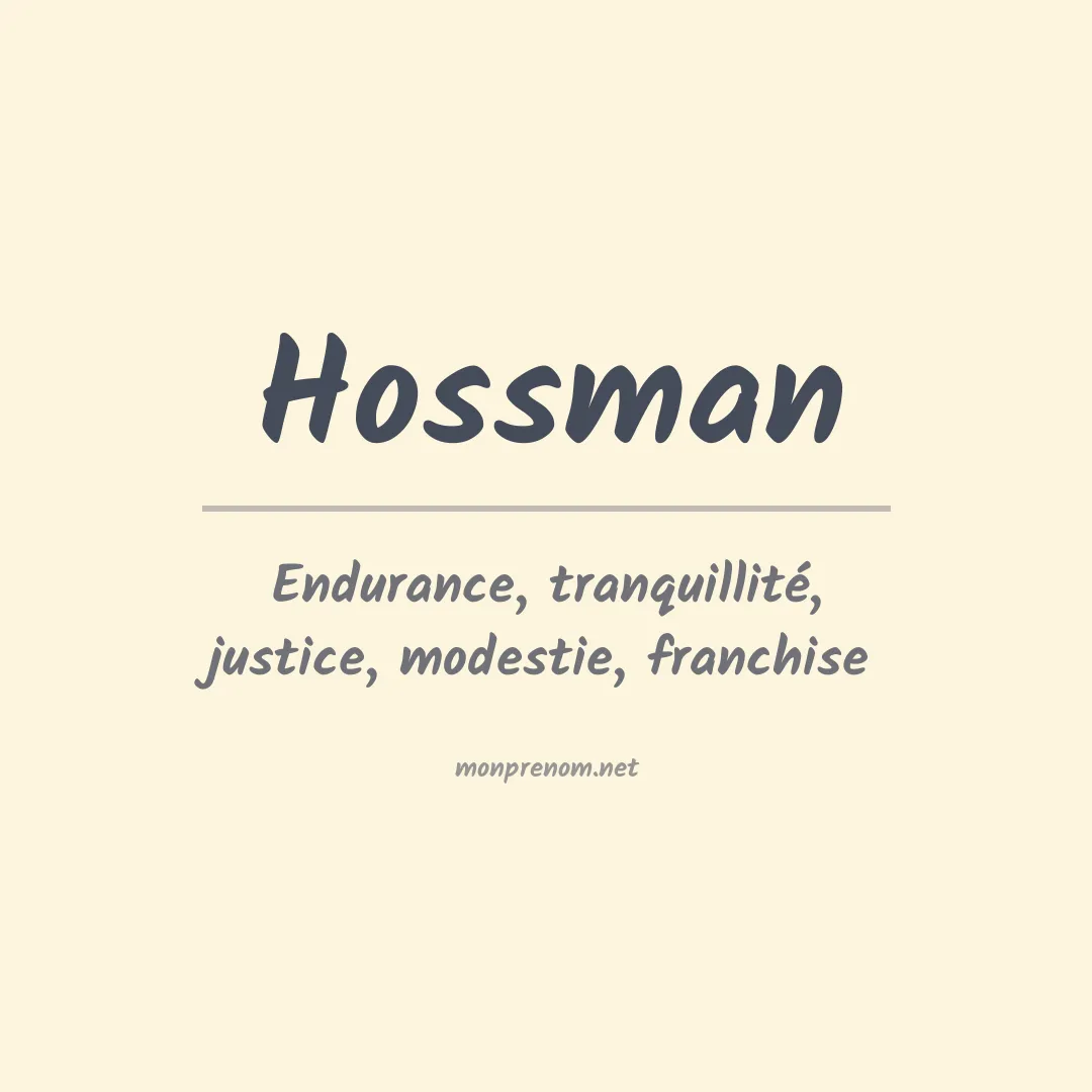 Signification du prénom Hossman