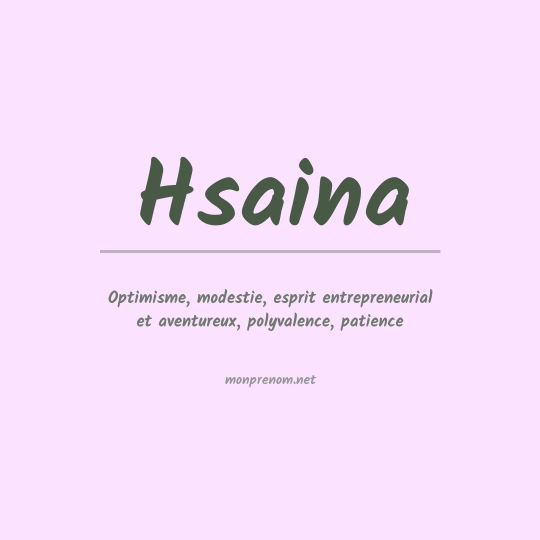 Signification du prénom Hsaina