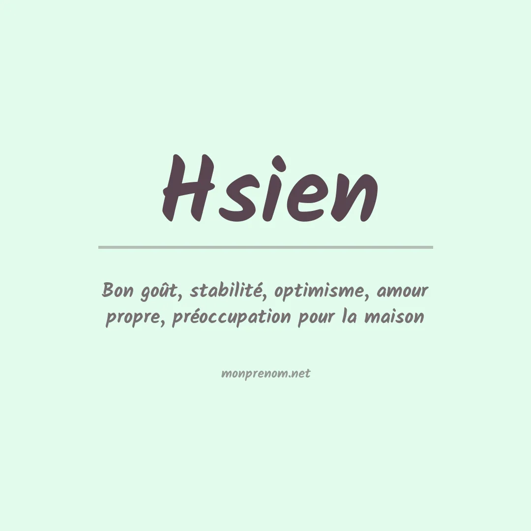Signification du prénom Hsien