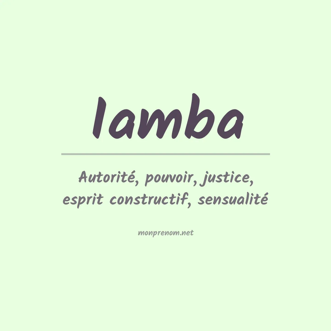 Signification du prénom Iamba