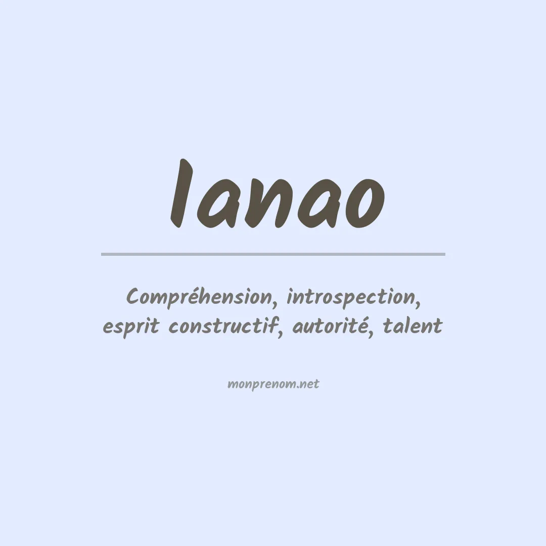 Signification du prénom Ianao