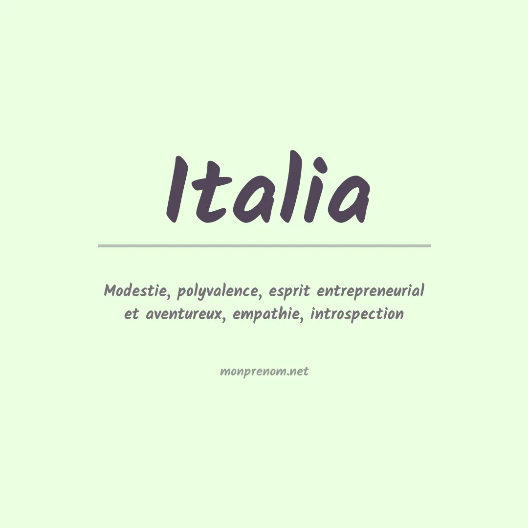 Signification du prénom Italia