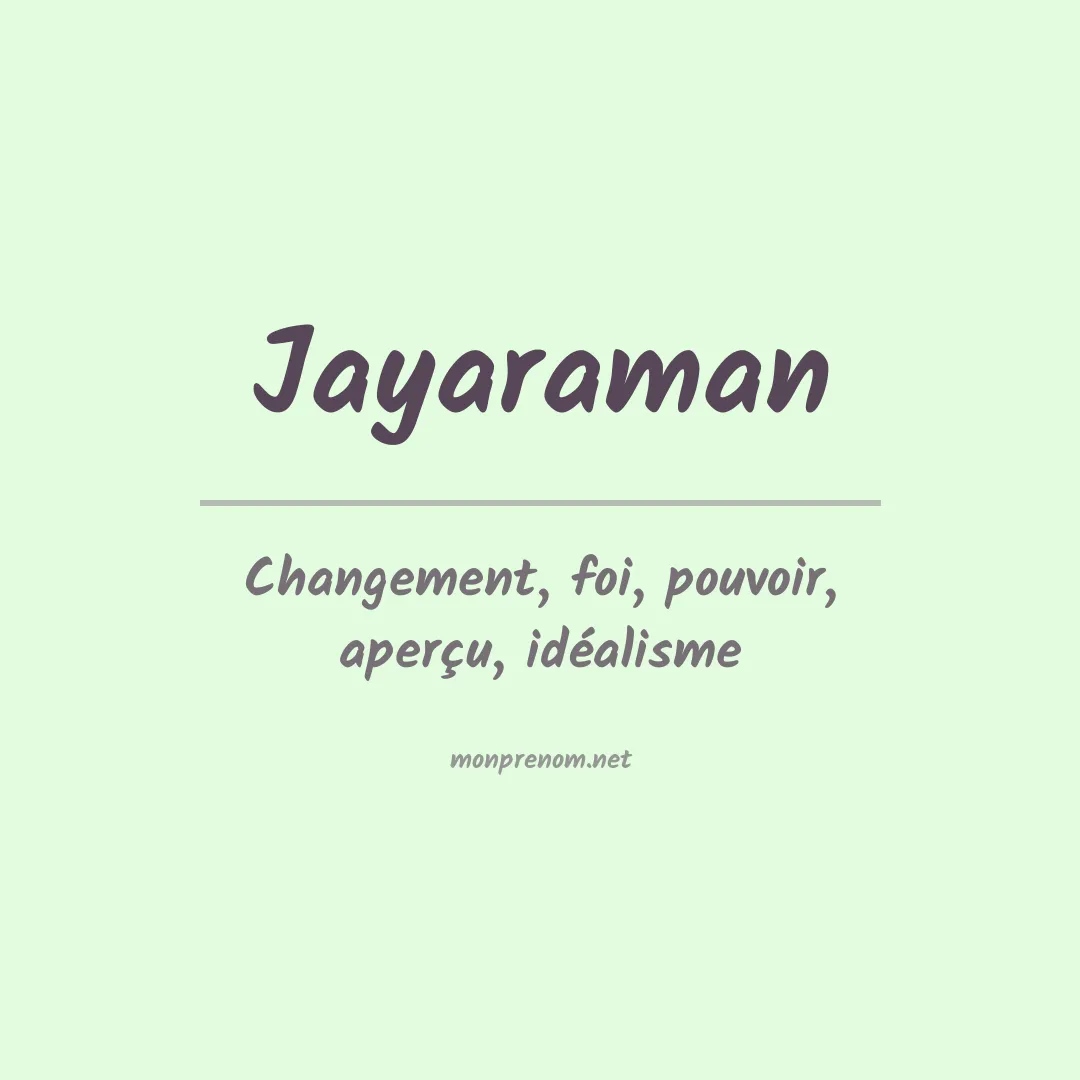 Prénom Jayaraman